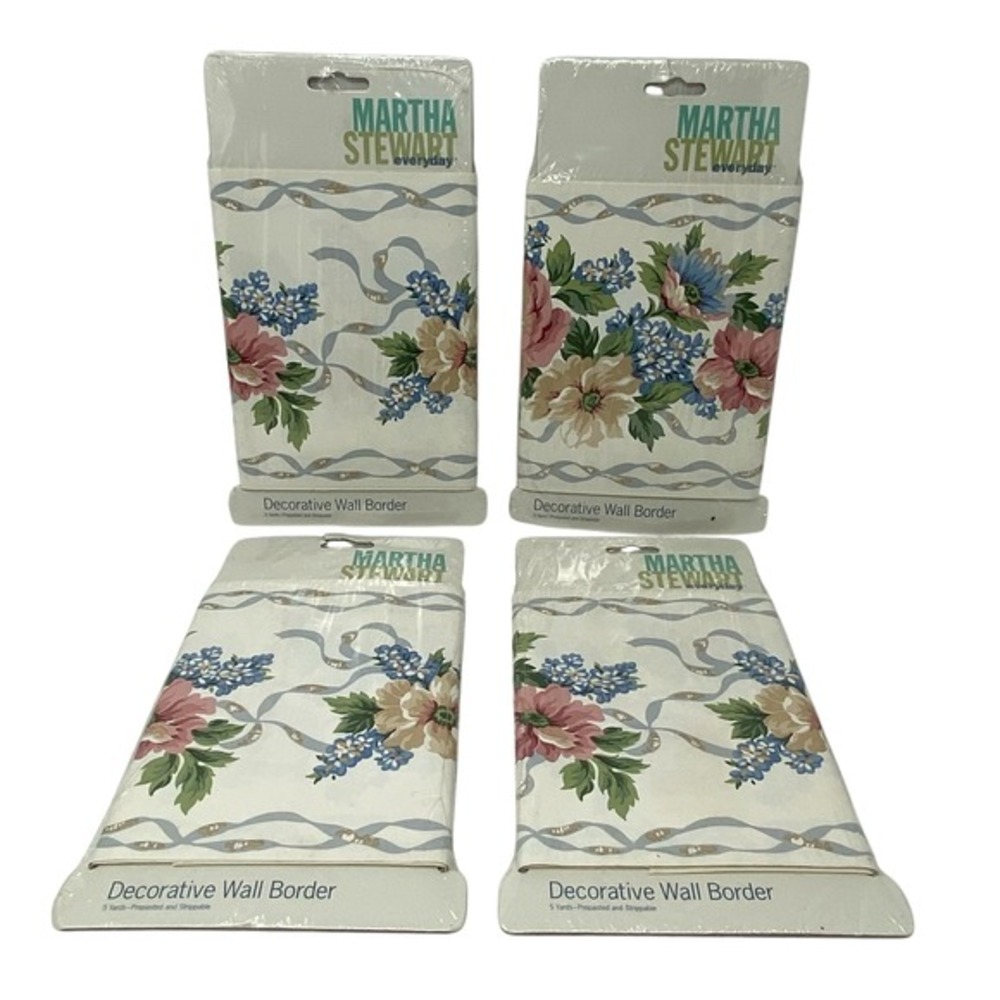 (4 Pack) Martha Stewart Everyday Lilac Ribbon Wall‎ Border Floral 5yd BJC4240B